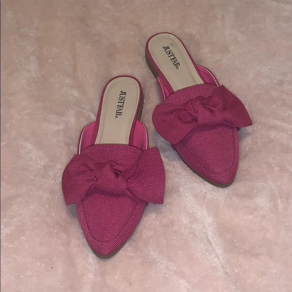 Pink Bow Slide Shoe Mule Slip On Shoe from JustFab